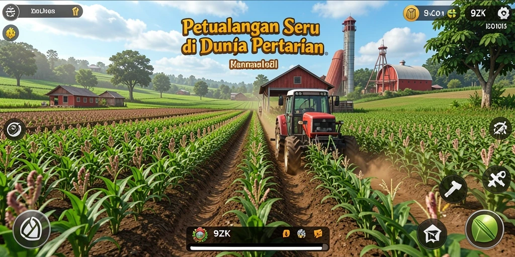Tampilan gameplay 9ZK yang menampilkan aktivitas bertani yang menyenangkan.