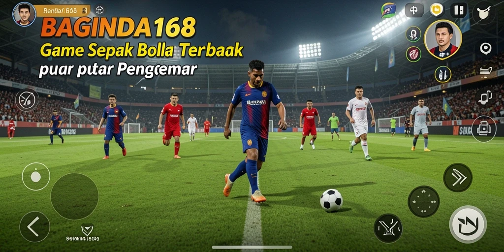 Tampilan gameplay seru dalam pertandingan sepak bola.
