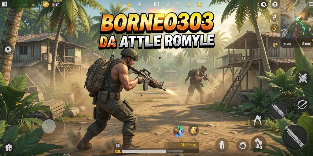 Tampilan gameplay menarik dari BORNEO303 dalam arena Battle Royale.
