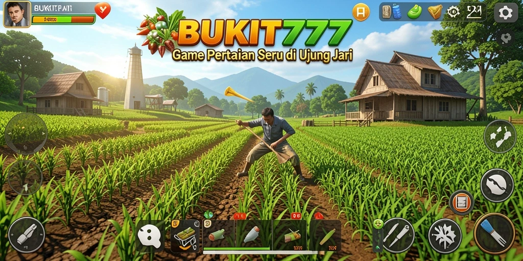 Tampilan gameplay BUKIT777 yang menarik dengan aktivitas pertanian.