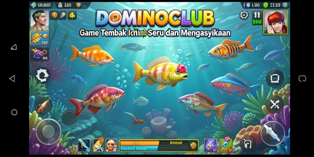 Tampilan menarik dari gameplay Tembak Ikan di DOMINOCLUB.