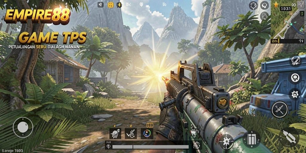 Screenshot gameplay EMPIRE88 menampilkan aksi seru dalam TPS.