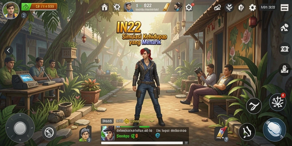 Tampilan gameplay IN22 yang menampilkan interaksi antar karakter.