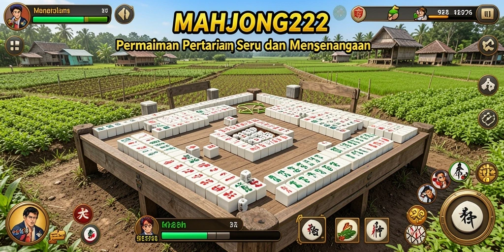Tangkapan layar game MAHJONG222 menunjukkan keseruan bertani yang penuh warna.