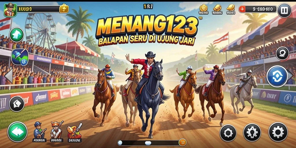 Tampilan gameplay balapan yang mendebarkan dan penuh aksi di MENANG123.