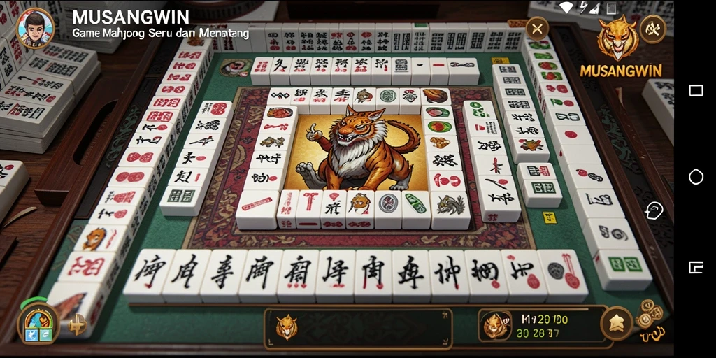 Tangkapan layar utama <strong>MUSANGWIN</strong> menampilkan gameplay Mahjong yang penuh tantangan.
