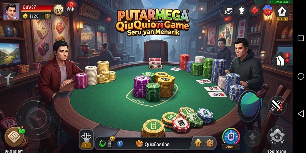 Gameplay seru dalam PUTARMEGA yang menampilkan permainan QiuQiu.