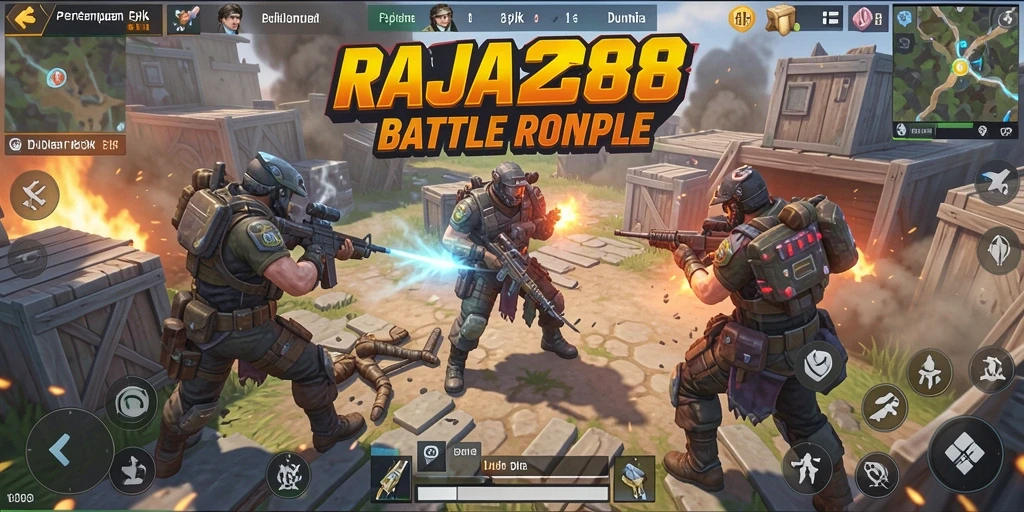 Tampilan seru gameplay RAJA288 dalam pertempuran Battle Royale.