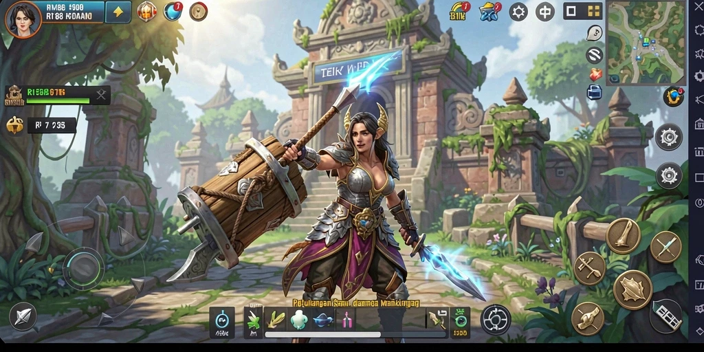Tangkapan layar gameplay RI188 menunjukkan pertarungan seru dalam dunia MMORPG.