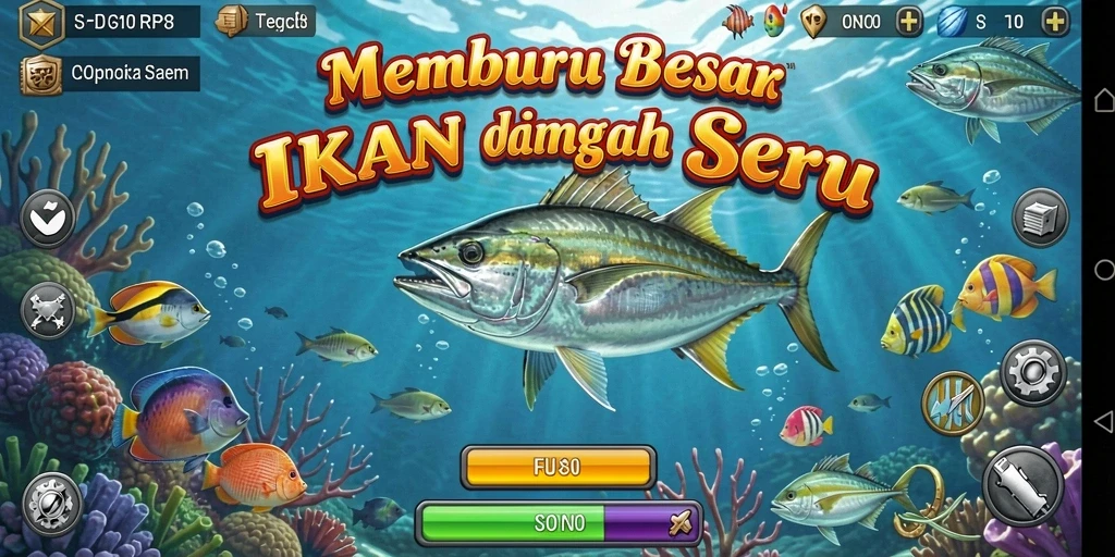 Screenshot utama menampilkan aksi seru dalam game Tembak Ikan.