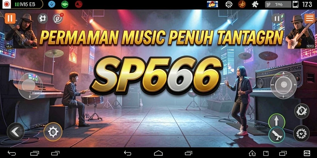 Screenshot gameplay SP666 menunjukkan aksi bermain musik yang seru.