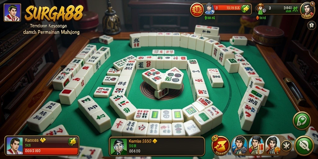 Tampilan gameplay menarik dari SURGA88 dengan keseruan Mahjong.
