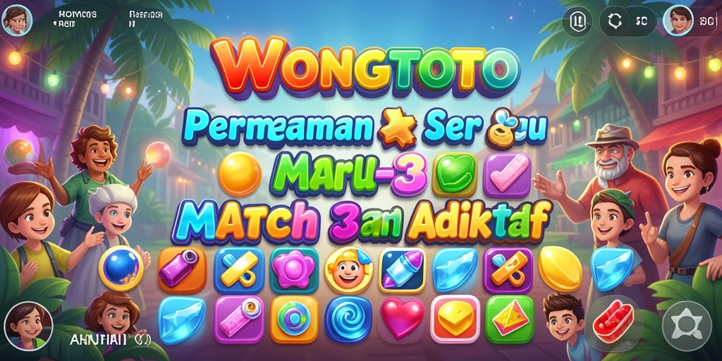 Screenshot WONGTOTO menampilkan gameplay Match-3 yang seru.
