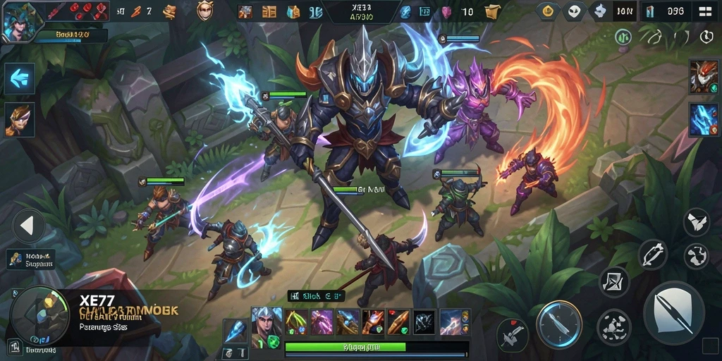 Tangkapan layar gameplay MOBA yang mendebarkan dalam XE77.
